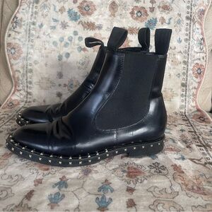 Valentino Black Leather Rock Stud Chelsea Boots